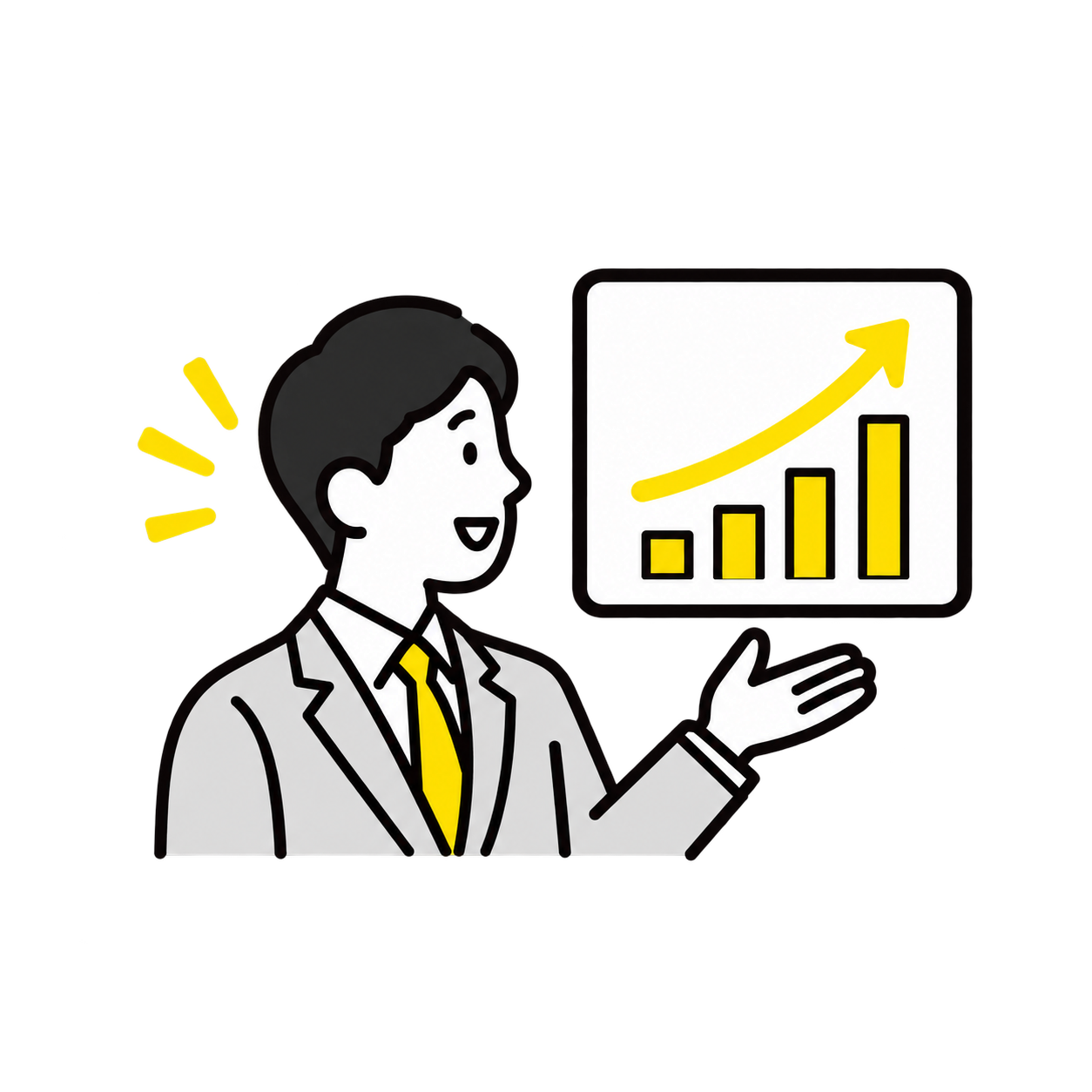 グラフを示すビジネスマンのアイコン